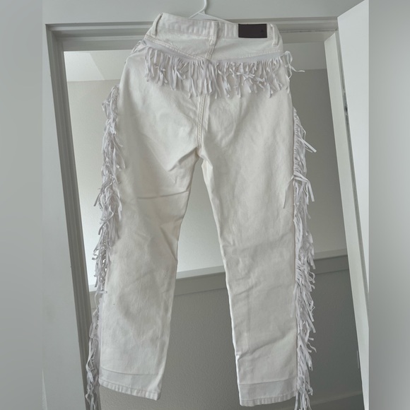 Nastygal pants, white denim with fringe - Picture 3 of 5